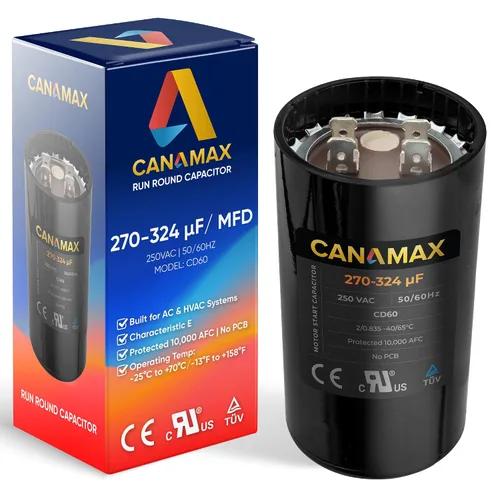 Miniatura 24 de 108-130 uf 108/130 MFD 110-125 VCA Voltios CD60 Condensador de arranque de motor redondo 50/60 Hz AC Eléctrico - Compatible con condensadores