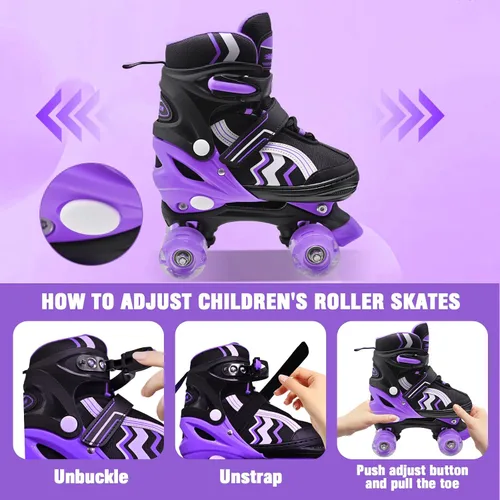 Miniatura 2 de Patines ajustables para niños y niñas, con todas las ruedas iluminadas de 5 a 8 años y 8 a 12 años, para principiantes en deportes al aire libre e
