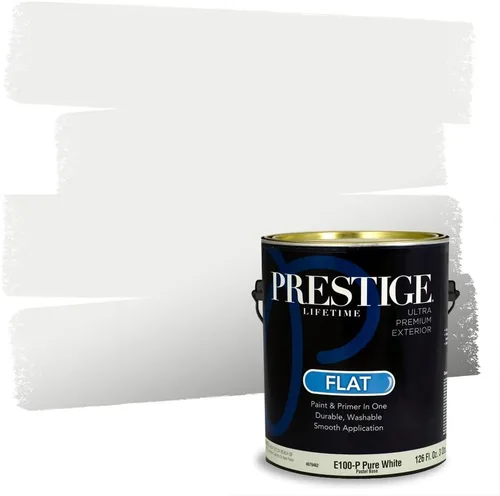Miniatura 49 de Prestige Paints - Pintura y sellador 2 en 1 para exteriores, 1 galón, plana, similar a Sherwin Williams Snowfall, P100-P-SW6000