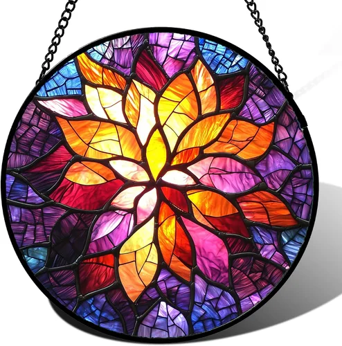 Miniatura 13 de Colgador de vitrales para colgar en ventanas, Koi y Lotus para puerta, decoración del hogar, atrapasoles de peces, Navidad, Día de la Madre, regalos