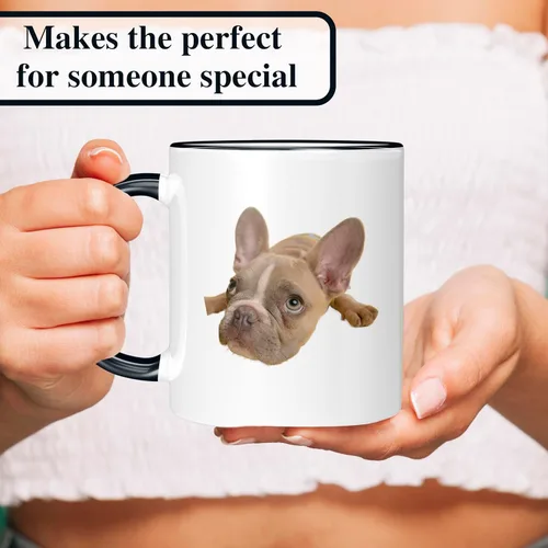 Miniatura 2 de Taza de café de cerámica negra personalizada de 11 onzas con texto, mensaje, tu texto aquí, nombre, DYE Taza para Cafe personalizadas, con foto