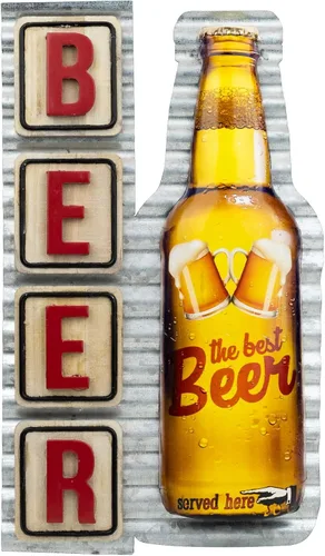 Excello Global Products Letreros de cerveza de metal vintage, placa retro de hierro de madera para cafetería, club, carteles artísticos, póster para