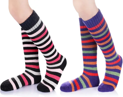 Calcetines de esquí para niños de lana merina cálidos térmicos para senderismo snowboard hasta la rodilla calcetines para botas para niños y niñas 2