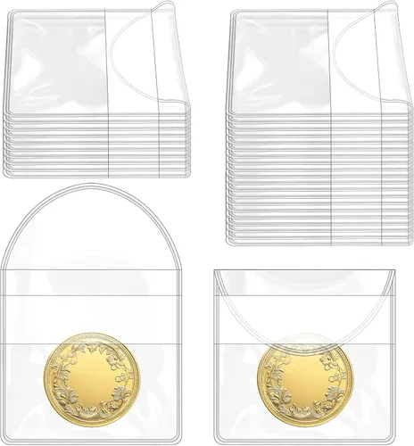 Vmiapxo Paquete de 100 fundas para monedas de un solo bolsillo, soportes protectores de monedas de plástico transparente de 2 x 2 pulgadas,