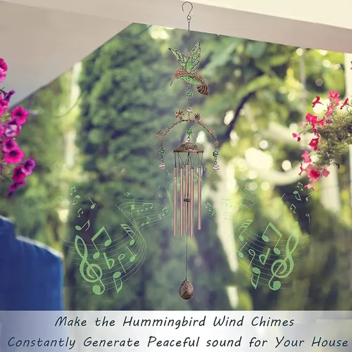 Miniatura 5 de Campanillas de viento de mariposa – Campanillas de viento para exterior de tono profundo de 34 pulgadas, 5 tubos de aluminio, regalos de mariposa