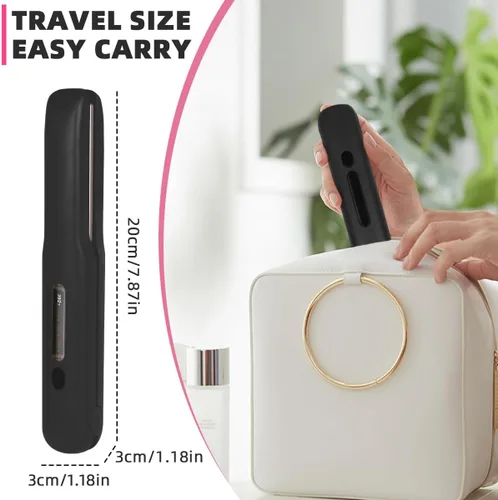 Miniatura 3 de Gosect Plancha de pelo inalámbrica, plancha plana de viaje recargable para mujeres, mini alisador y rizador de pelo portátil 2 en 1, calentamiento