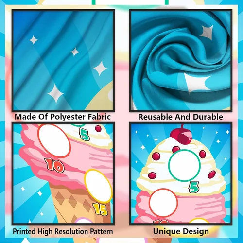 Miniatura 3 de Cartel de juegos de lanzamiento de helados, telón de fondo, suministros temáticos de postres congelados, decoración de bandera para interiores