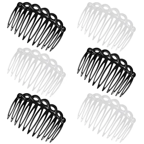 Miniatura 9 de COMNICO Juego de 6 peines laterales franceses para el cabello, accesorios de peine de pelo para mujer, juego de accesorios de plástico giratorio