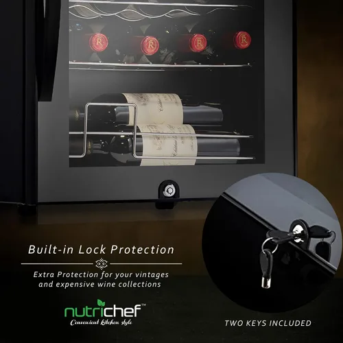 Miniatura 8 de Nutrichef Refrigerador de vino de 24 botellas Enfriador de vino de una sola zona Control de temperatura ajustable de 41 °F a 64 °F