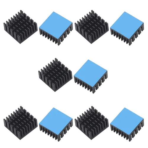 Miniatura 18 de Disipador de calor de aluminio negro con cinta adhesiva conductora térmica, enfriador de disipador de calor de 14 × 14 × 0.276 in para enfriar