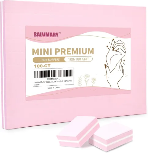Miniatura 9 de Mini bloques de pulidor de uñas, grano 100/180, bloque esponja para pulir y lijar, lima, herramientas de manicura a granel, 50 unidades (rosa)