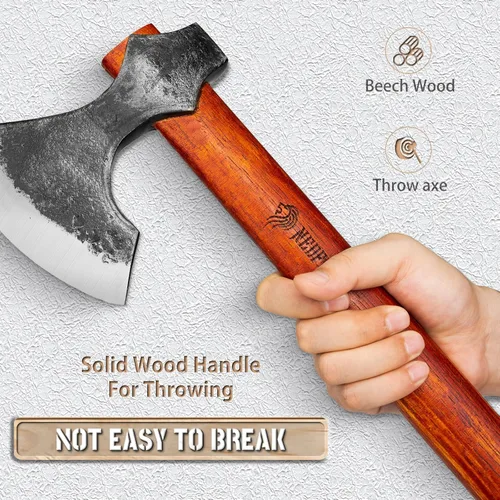 Miniatura 3 de NEDFOSS Hacha de lanzamiento de campeón de 16 pulgadas, hachas de lanzamiento y tomahawks con acero de alto carbono 1065 y mango de madera, perfecto