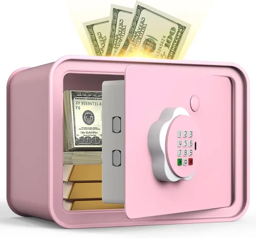 Miniatura 10 de Mini caja fuerte para dinero, monedas, efectivo, alcancía para niños, pequeñas cajas fuertes electrónicas para niños y niñas, regalo ideal