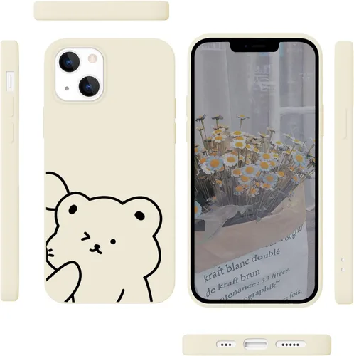 Miniatura 6 de JOYLAND Fundas compatibles con iPhone 13, diseño de oso negro a juego, funda protectora de silicona ultra delgada con forro de microfibra