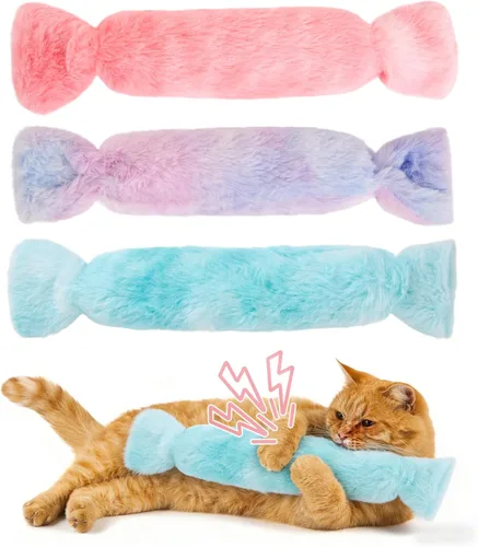Miniatura 6 de Paquete de 3 Almohadas de Juguete para Gatos, Juguetes Silenciosos Largos con Hierba Gatera para Patear para Gatos de Interior, Juguetes