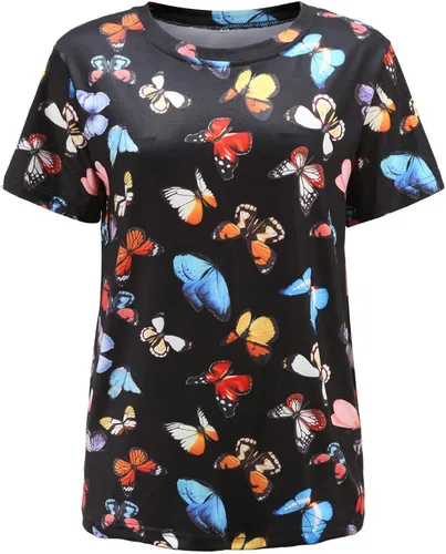Miniatura 2 de Go Mai Conjunto deportivo de 2 piezas para mujer, conjunto deportivo con lentejuelas y labios y estampado de mariposas y pantalones cortos