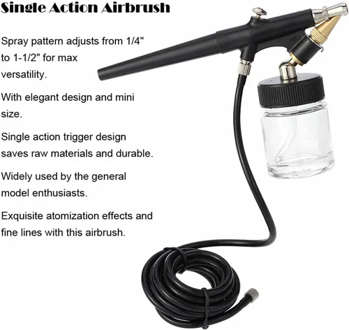 Miniatura 2 de Sand Blaster - Mini kit de compresor de aerógrafo, alimentación de sifón, pistola de pintura con cepillo de aire de acción única, pistola de arena