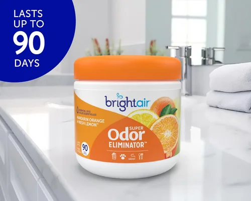 Miniatura 8 de Bright Air 14 oz. Super eliminador de olores, para espacios medianos, aroma a mandarina y limón fresco, caja de 6, ambientador, aceites esenciales
