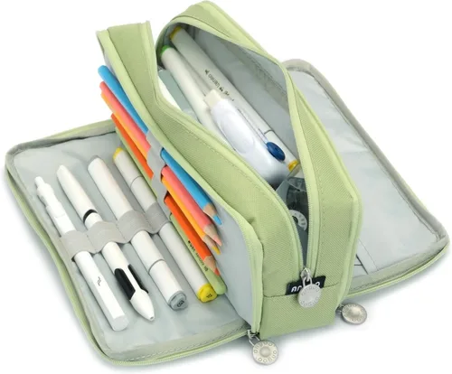 Estuche organizador de lápices estético especial de gran capacidad con 3 compartimentos, bolsa grande para lápices escolares de preparación para