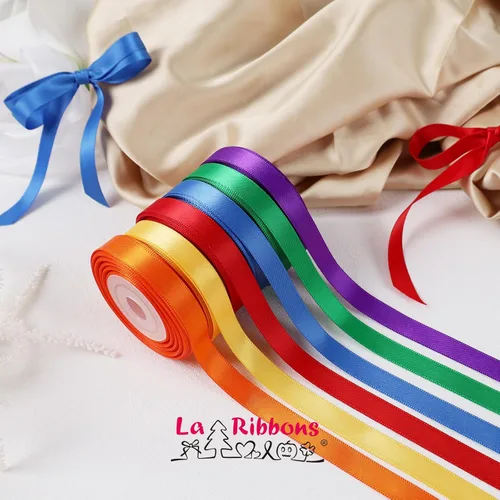 Miniatura 7 de LaRibbons Cinta de Satén de 3/8 Pulgadas 100 Yardas para Manualidades, 10 Yardas/Rollo 10 Rollos Paquete de Cinta de Satén Arcoíris de Doble Cara
