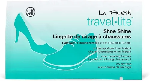 LA Fresh Travel Lite - Toallitas de limpieza prehumedecidas para zapatos, paquete de 50 toallitas de limpieza envueltas individualmente, sin rayas,