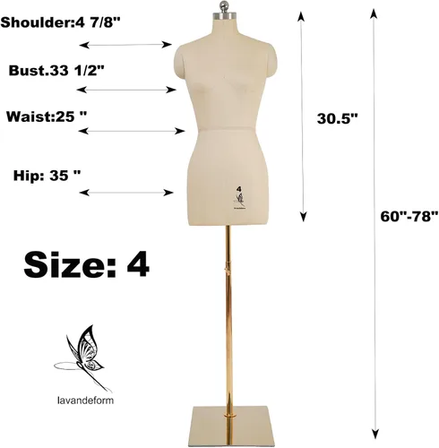 Miniatura 2 de Forma de Vestido de Espuma de Alta Densidad para Mujer de 4 Tallas Ajustable a 70 pulgadas, Maniquí de Costura de Cuerpo de Espuma para Sujetar