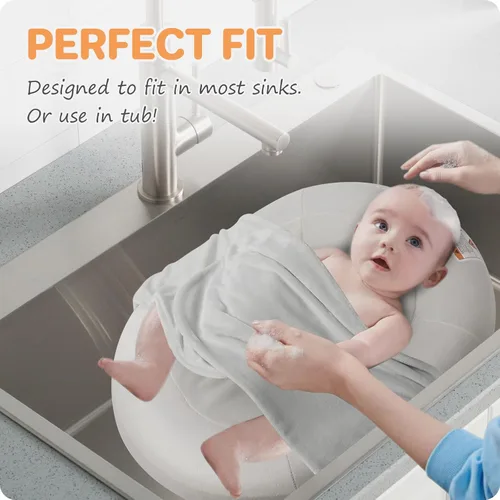 Miniatura 3 de Bañera inflable para bebé, incluye funda de microfibra 2 en 1, alas desmontables y bolsa de almacenamiento, regalo para recién nacidos de 0 a 6