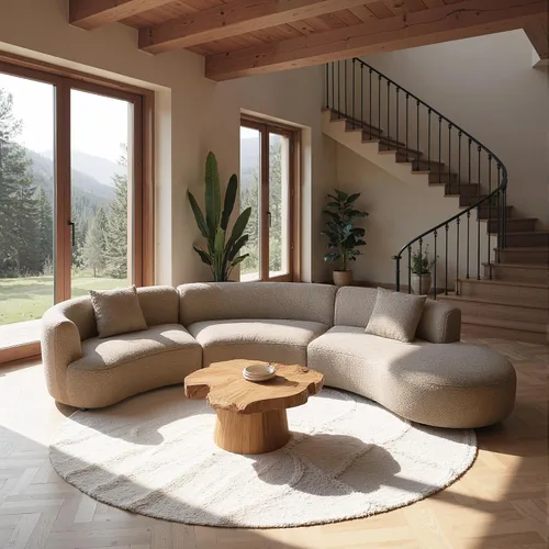 Miniatura 20 de Acanva - Sofá seccional curvo moderno para sala de estar, sofá modular de tela bouclé minimalista y cómodo para apartamento, oficina en casa, 114