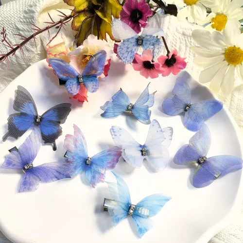 Miniatura 3 de Clip de mariposa para decoración del cabello, pinzas para el cabello de mariposa en movimiento para niñas (Bule-10PCS)