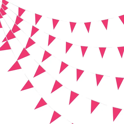 Miniatura 11 de Consummate Banderines negros de 100 pies con banderines colgantes triangulares para gran apertura, cumpleaños de niños, decoraciones de fiesta, 60