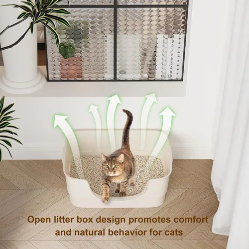 Miniatura 7 de Caja de arena extra grande para gatos grandes, lados altos y diseño de entrada baja, 23.43 x 16.73 x 8.46 pulgadas, espacioso inodoro antiderrames
