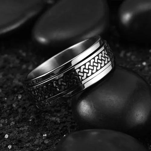 Miniatura 80 de King Will Anillo giratorio de acero inoxidable 316L para hombres y mujeres, 0.315 in de dragón/nudo celta, anillo para ansiedad para aliviar