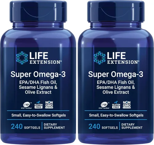 Life Extension Aceite de pescado Super Omega-3 EPA/DHA, lignanos de sésamo y extracto de oliva, suplemento de Omega 3, para la salud del corazón y