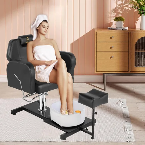Miniatura 2 de Silla de pedicura con baño de pies de masaje de burbujas, para tecnología de uñas y baño de pies, silla de pedicura sin fontanería, rotación