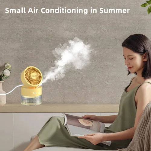 Miniatura 3 de Ventilador de refrigeración personal y humidificador de aire pequeño de 11.8 fl oz con luz nocturna LED, humidificador de carga USB de escritorio