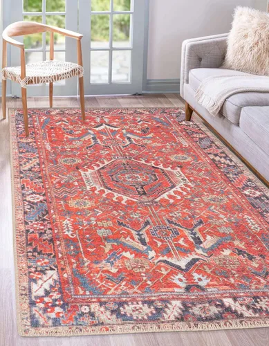 Miniatura 20 de GLN Rugs Traditional Collection - Alfombra de felpilla lavable a máquina, tradicional, antideslizante, alfombra de felpilla de pelo bajo, para sala
