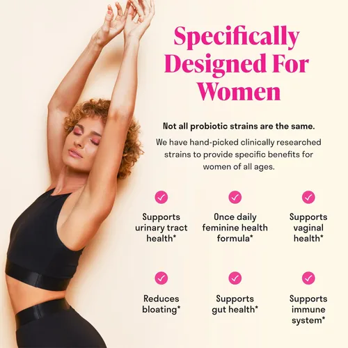 Miniatura 3 de Probiótico 3 en 1 para mujer, 60 porciones, 12 cepas únicas, prebióticos, D-manosa y arándano para la salud digestiva, salud vaginal y apoyo