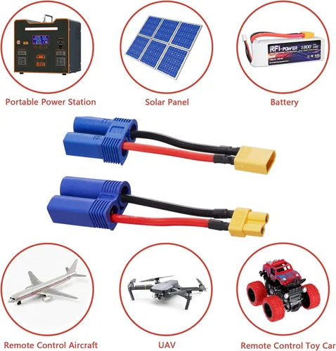 Miniatura 4 de XT30 a EC5 macho hembra adaptador conector para RC FPV Drone Car Lipo cargador de batería ESC (paquete de 4)