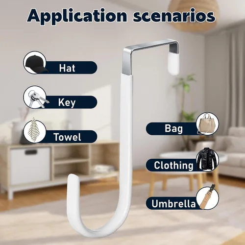 Miniatura 7 de HOOSUN Paquete de 4 ganchos para colgar sobre la puerta, ganchos de 5 pulgadas para colgar colgadores de puerta resistentes, ganchos para colgar