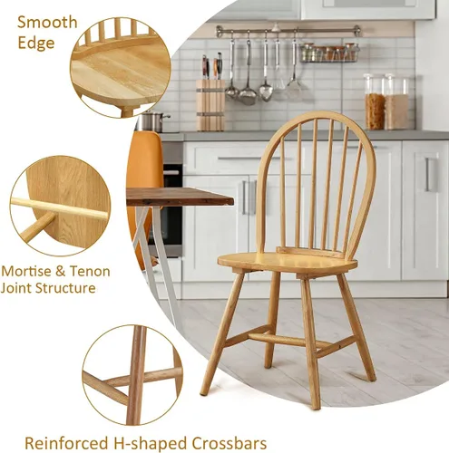 Miniatura 6 de POWERSTONE Juego de 2 sillas de comedor, sillas Windsor de madera con respaldo de husillo, silla de comedor de granja, silla de cocina, silla
