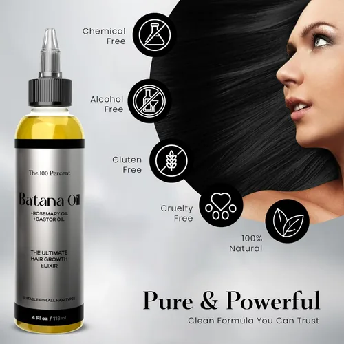 Miniatura 10 de Aceite de batana para el crecimiento del cabello, 4 onzas líquidas, aceite para el crecimiento del cabello infundido con aceite de romero, aceite