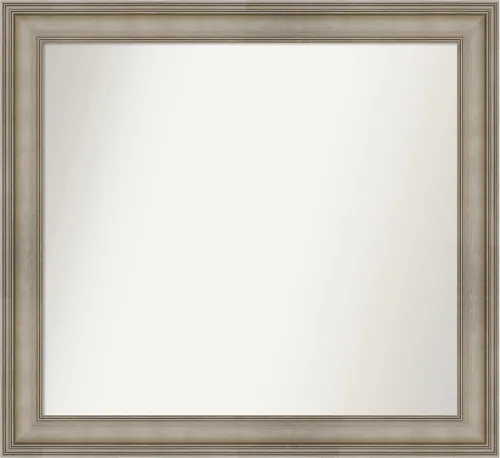 Miniatura 207 de Amanti Art Espejo de baño plateado para sobre el fregadero, 26 x 26 pulgadas, espejo cuadrado de plata antigua, marco de madera tradicional mediano