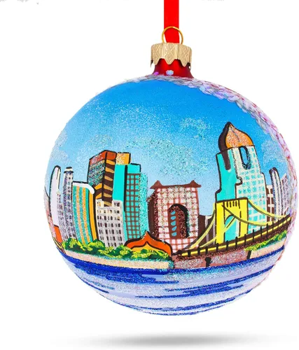 Miniatura 8 de Pittsburgh, Pennsylvania, bola de cristal, adorno de Navidad de 4 pulgadas