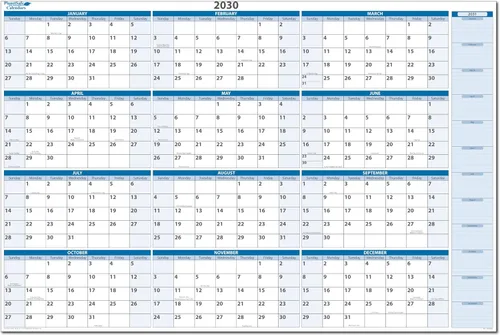 Miniatura 15 de Calendario de pared horizontal borrable en húmedo y seco, azul cielo 2026, 36 pulgadas de alto x 56 pulgadas de ancho con área de planificación