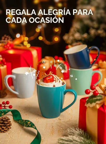 Miniatura 7 de Sweese - Tazas de porcelana para café - 16 onzas - Juego de 6, tazas para café latte, té caliente, capuchino, mocha, cacao, colores surtidos Varios
