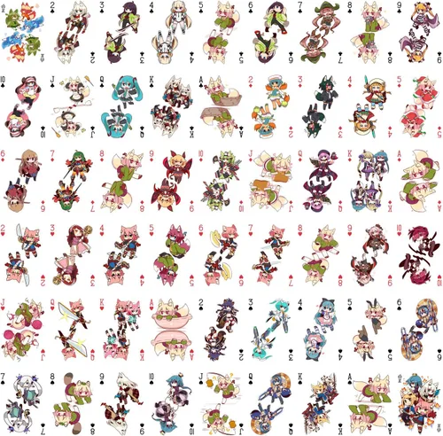 Miniatura 2 de Naipes de anime # Baraja de póquer 54 cartas todas diferentes # NAGA U Kawaii Anime Chibi Cute Manga