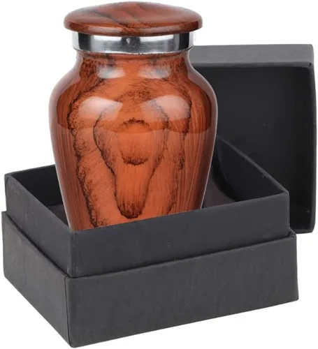 Miniatura 16 de BOLD & DIVINE Urna de recuerdo con textura de madera Urna conmemorativa de cenizas humanas, de entierro, urnas de cremación funerarias
