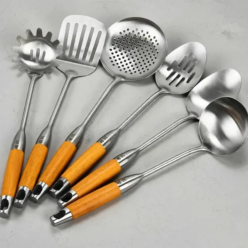 Miniatura 2 de Utensilios de cocina de acero inoxidable 304, cucharas de cocina largas, herramientas de utensilios, tornero, cucharón, cucharas y servidor
