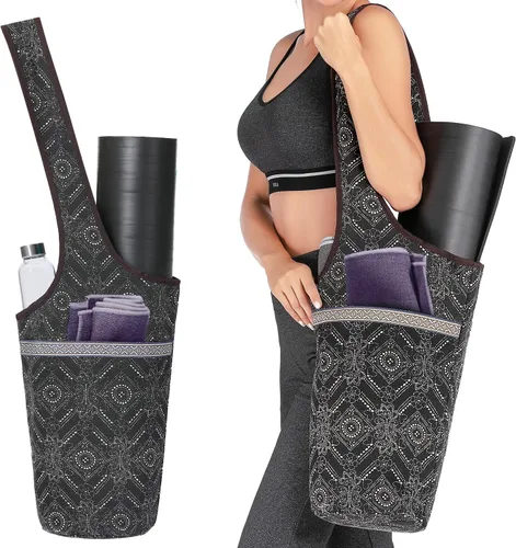 IUGA Bolsa para esterilla de yoga con bolsillo lateral grande y bolsillo interior con cremallera, bolsa de yoga para esterilla, bolsas de yoga y