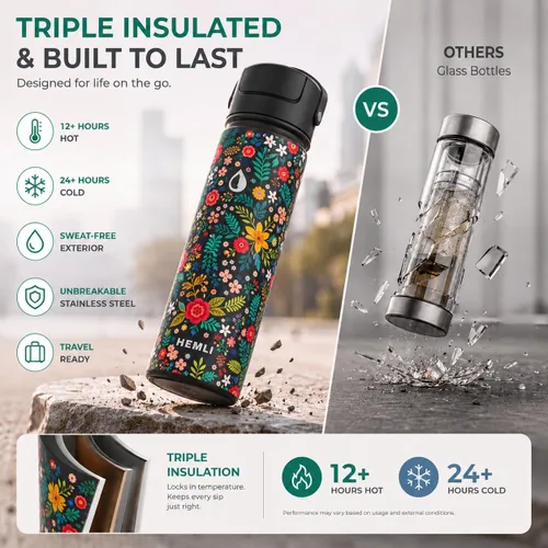 Miniatura 6 de Botella vaso térmico para té de 22 onzas con infusor, taza de viaje